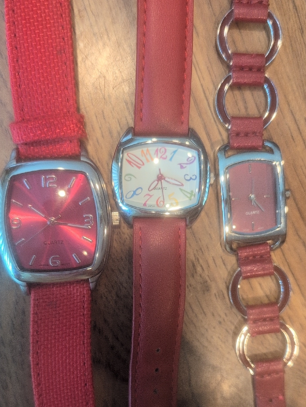 Red Women's Quartz Fashion Watch - Leather and Fabric Strap Options